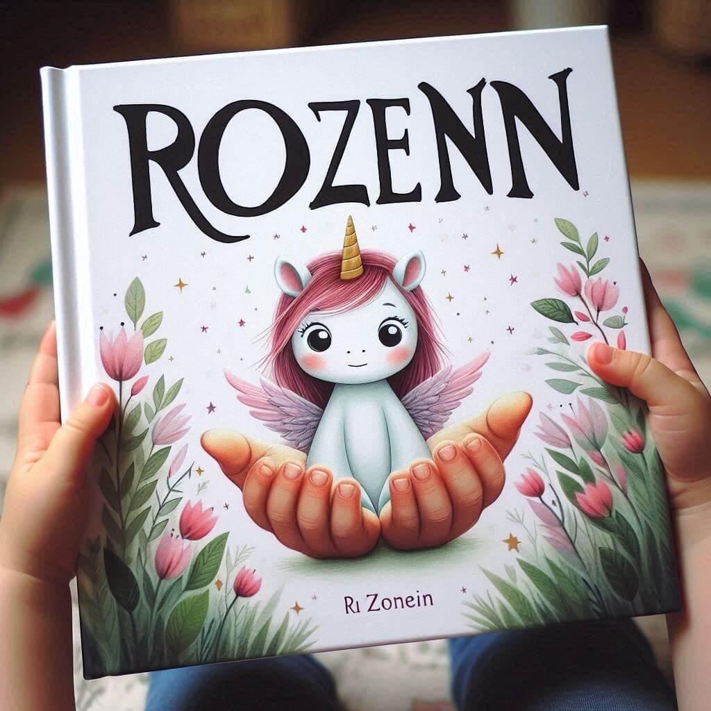 Le prenom rozenn sur une couverture de livre pour enfant dans les mains d une petite fille 1