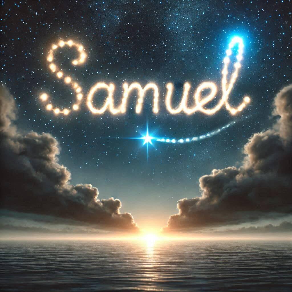 Le prenom samuel ecrit dans le ciel avec une petite etoile allumee 1