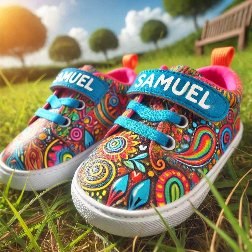 Le prenom samuel ecrit sur des baskets pour enfant 1