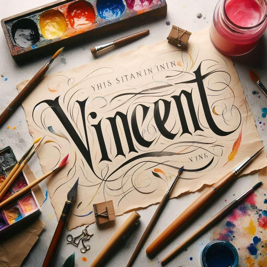 Le prenom vincent ecrit sur un papier 1