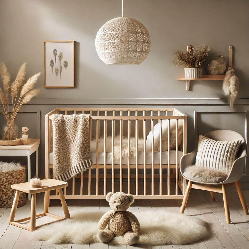 Le style scandinave est parfait pour une chambre de bebe apaisante lit a barreaux des murs blancs ou gris clair pour maximiser la lumiere des meubles en bois clair simples et epure