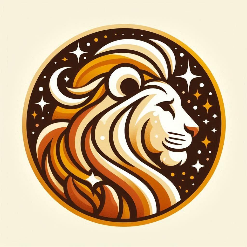 Logo signe astrologique lion couleur orange or marron et jaune clair 1