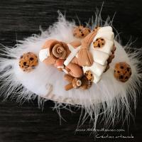 Magnifique veilleuse bebe fimo - cadeau personnalisé et original pour tout petit, thème cookies