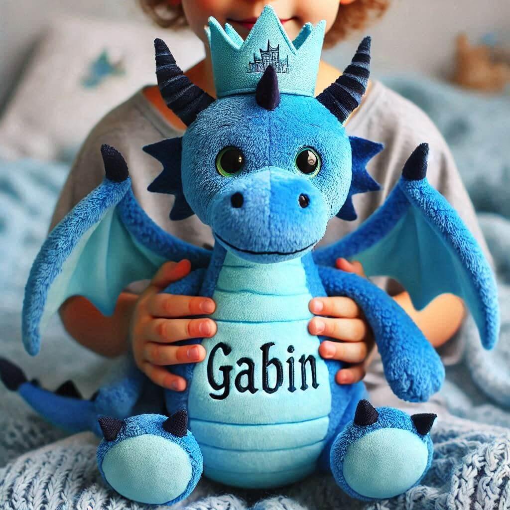 peluche dragon personnalisé avec le prénom gabin