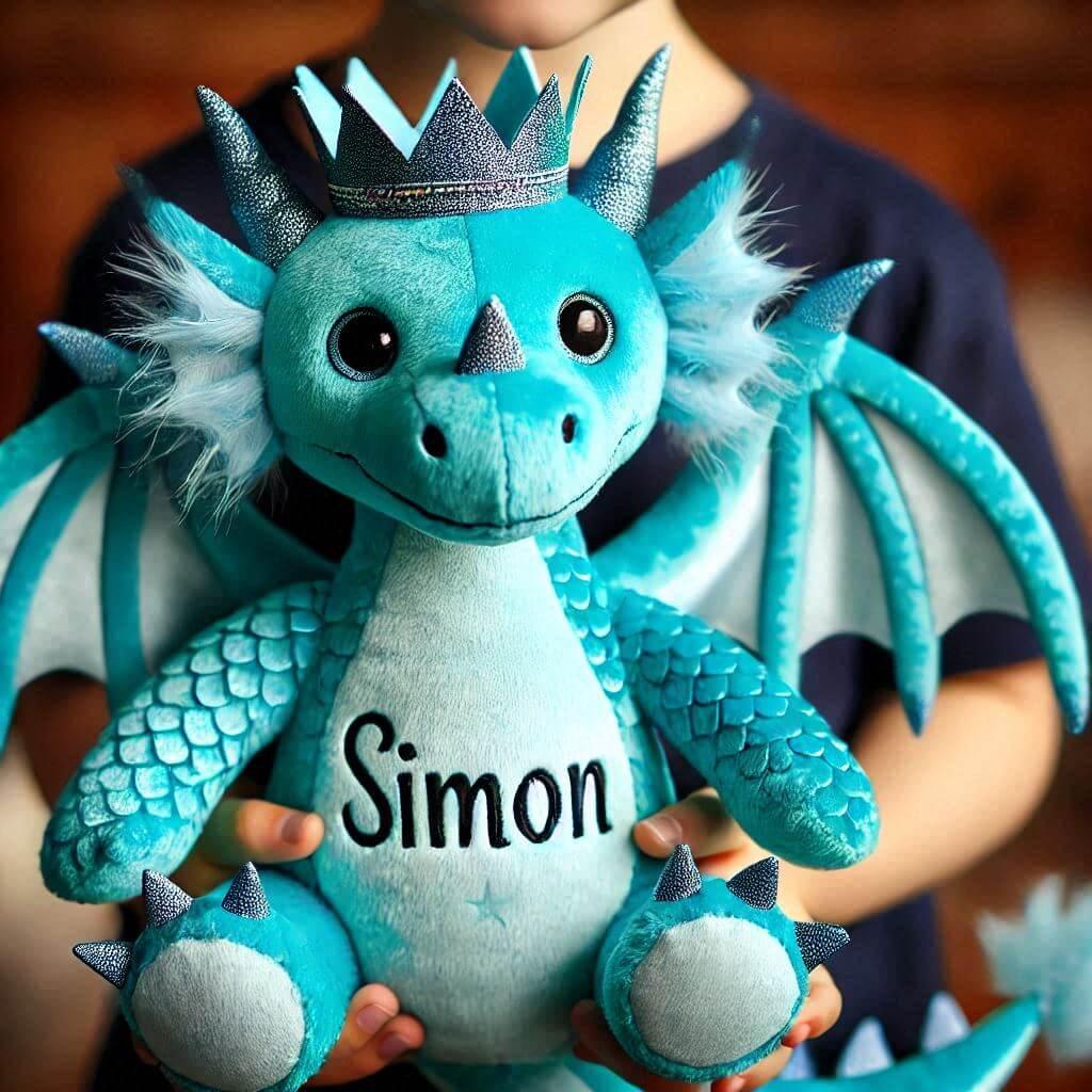 Peluche dragon avec le prenom Simon