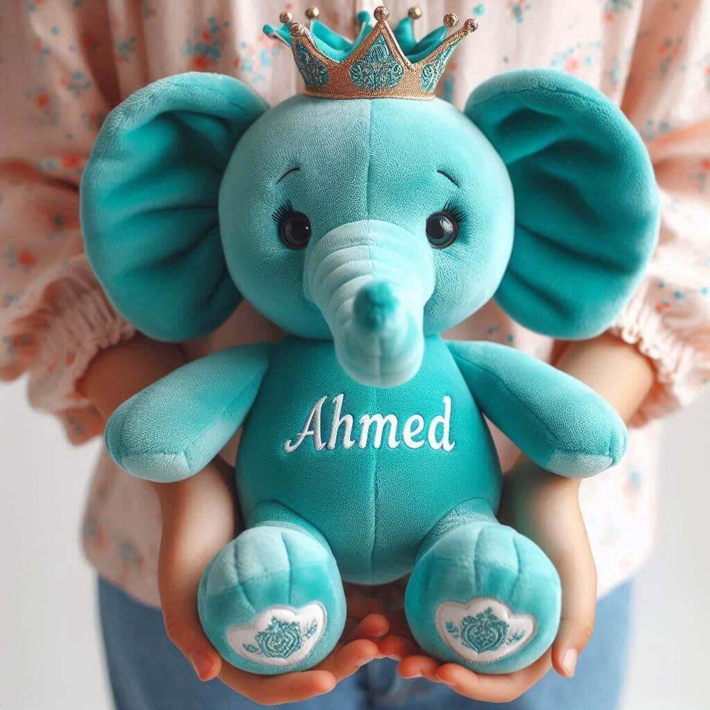 Peluche elephant avec le prenom ahmed