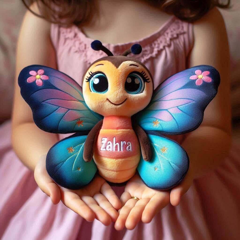 Peluche papillon personnalisee avec le prenom zahra