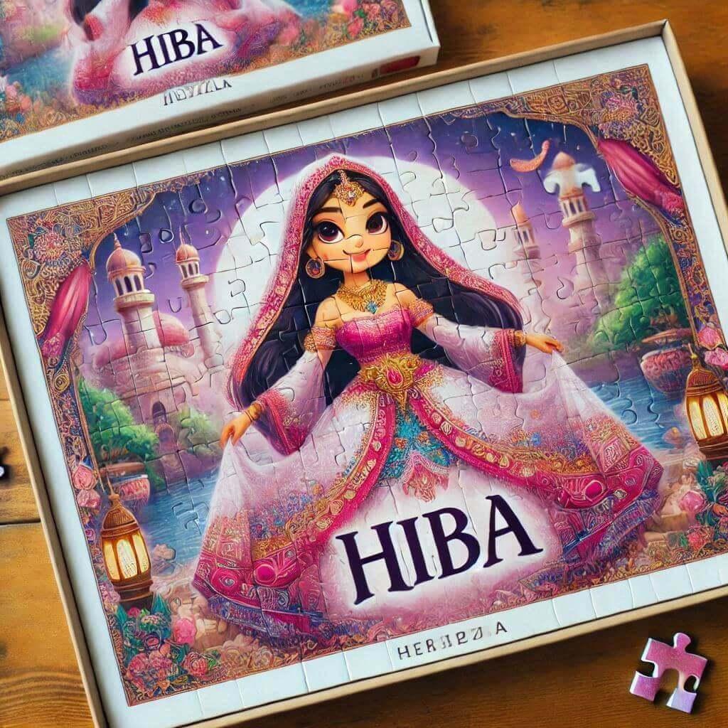 puzzle personnalisé avec le prénom hiba