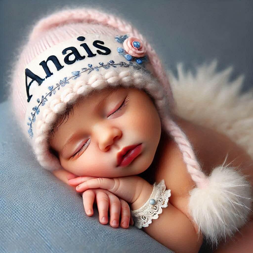 bonnet prenom anais, petit bebe qui dort