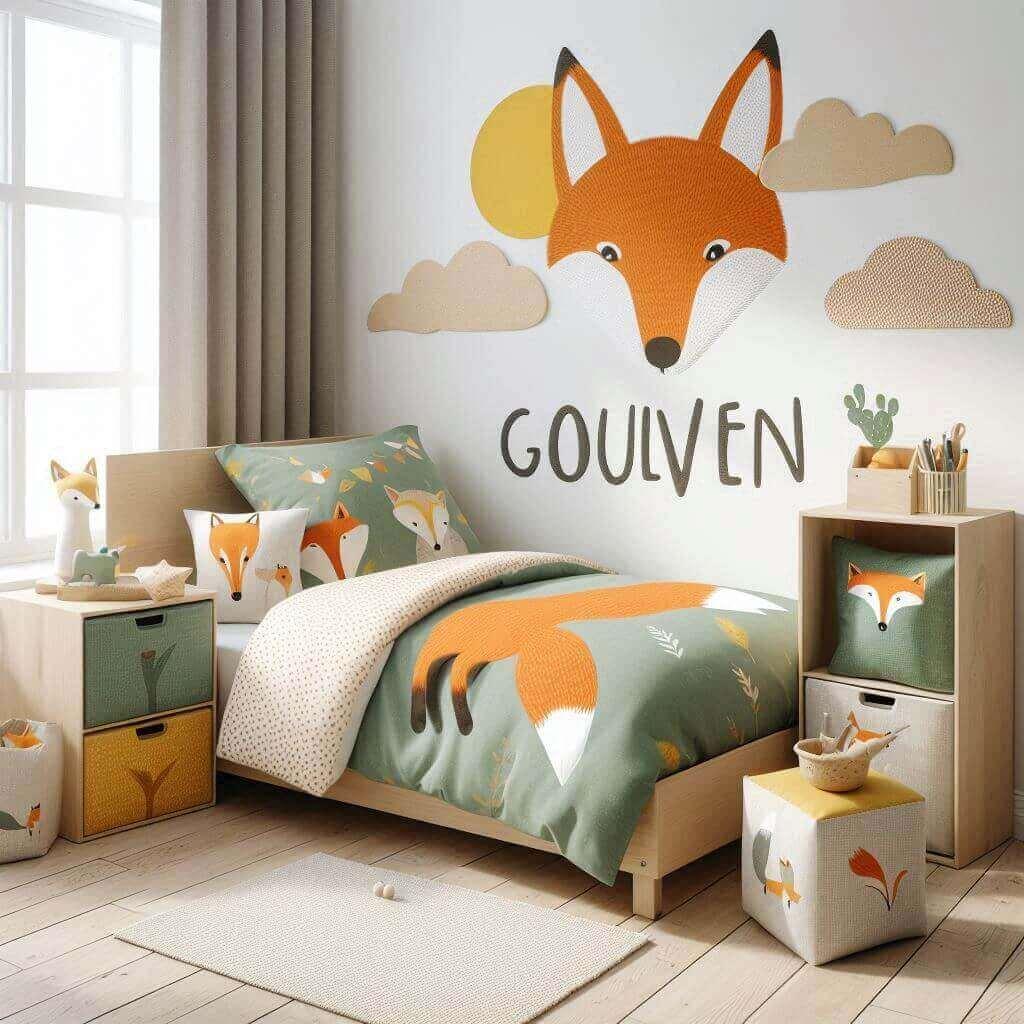 Prenom goulven dans une decoration de chambre renard 1