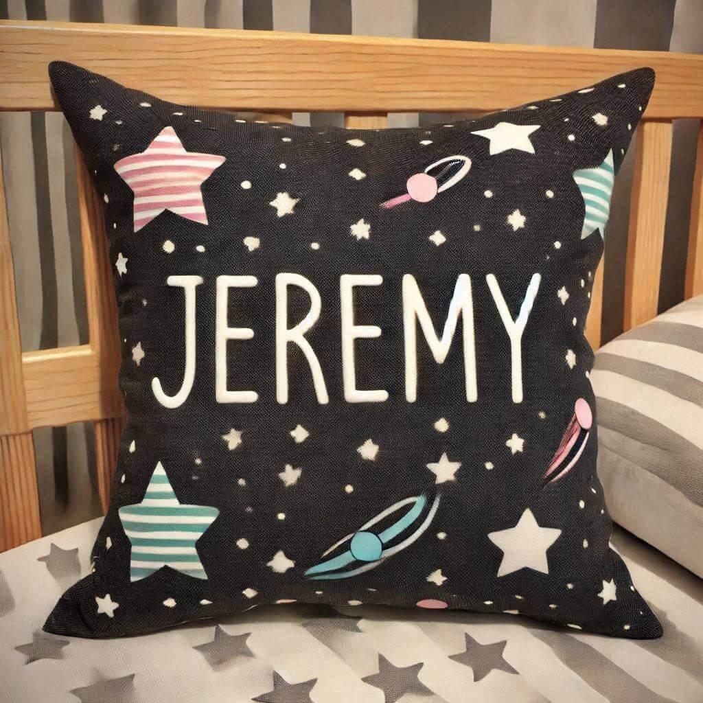 Prenom jeremy sur un coussin pour enfant