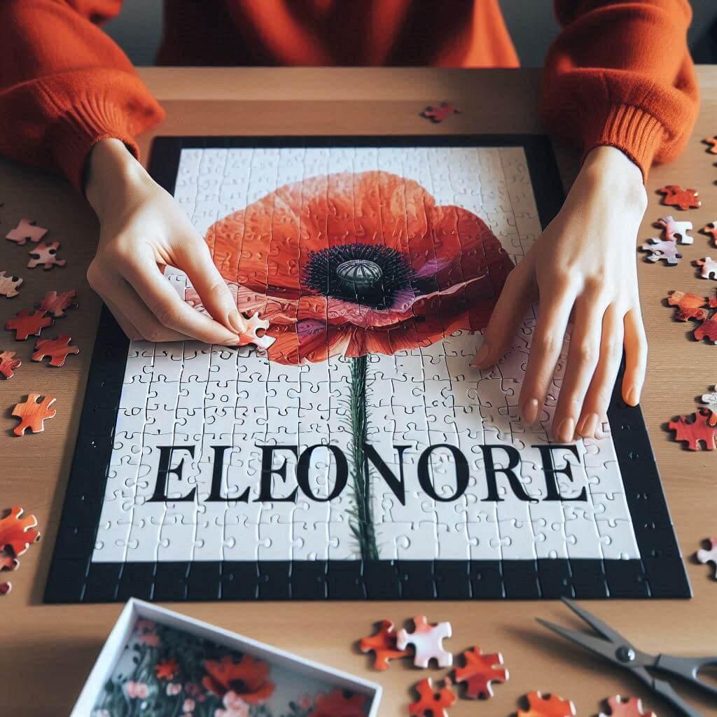 Puzzle personnalise avec le prenom eleonore ecrit en francais theme coquelicot