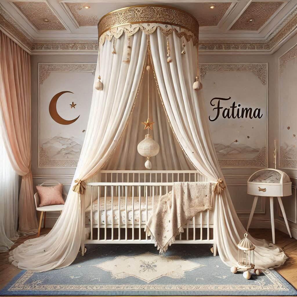 decoration de chambre tendance, prénom fatima, couleur beige et or