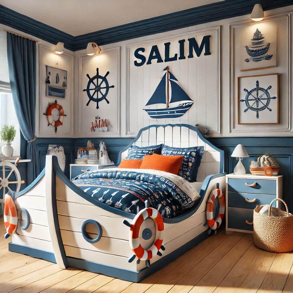 decoration de chambre enfant theme mer, prenom salim