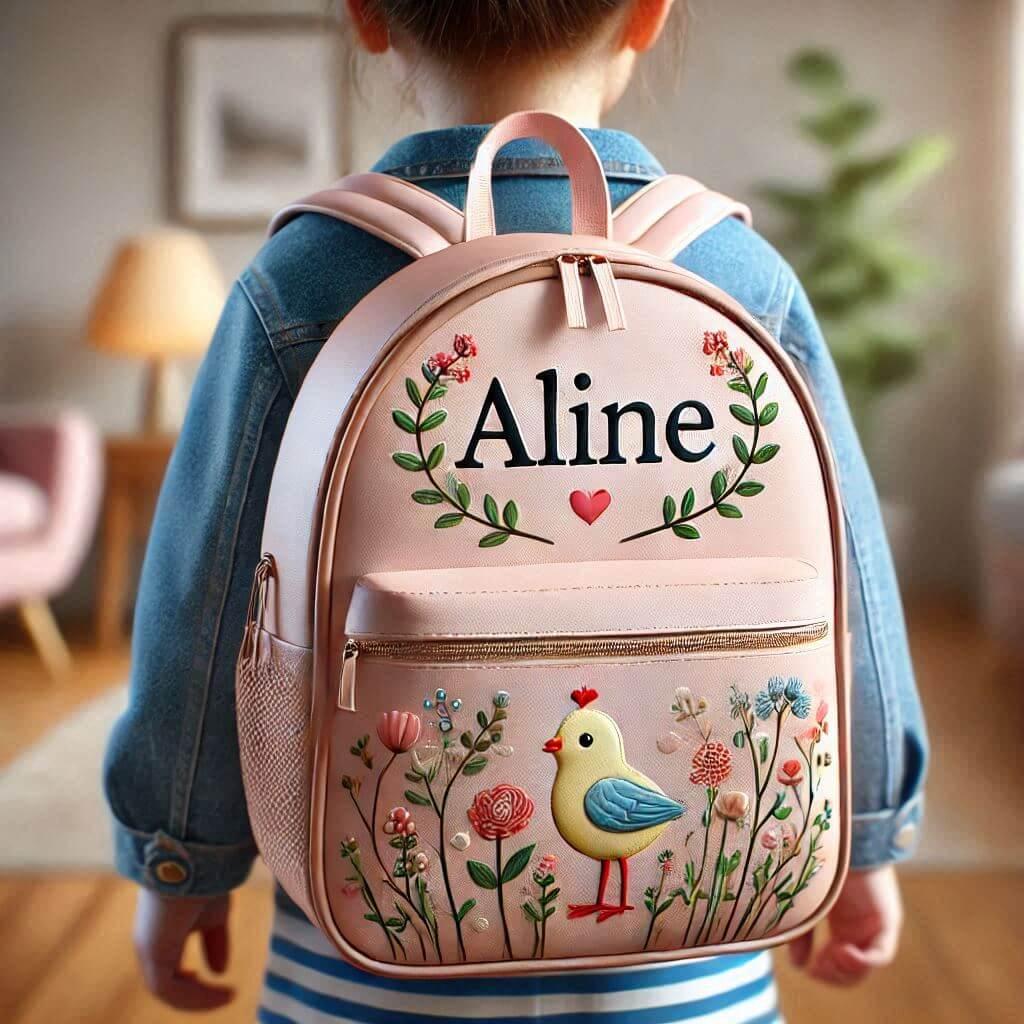 cartable d'enfant avec le prénom Aline