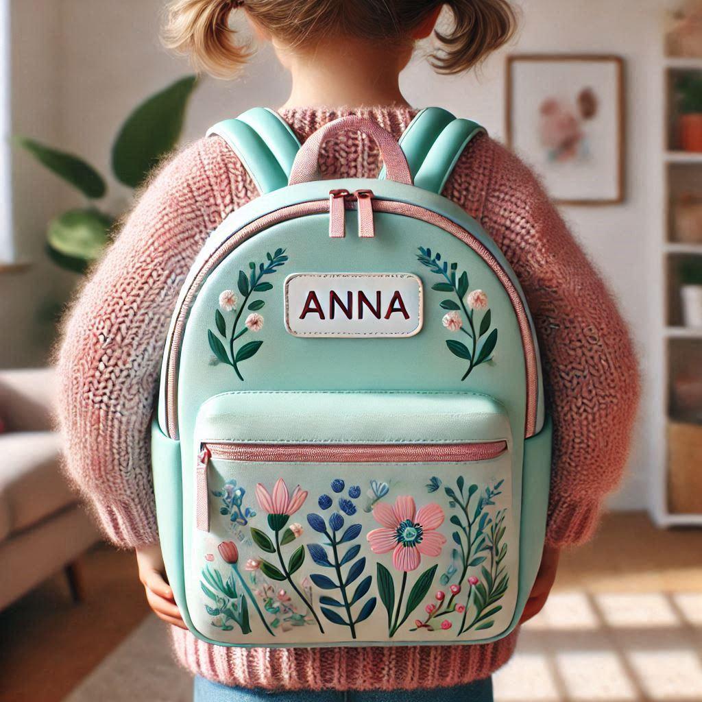 cartable d'enfant personnalisé avec le prénom d'Anna