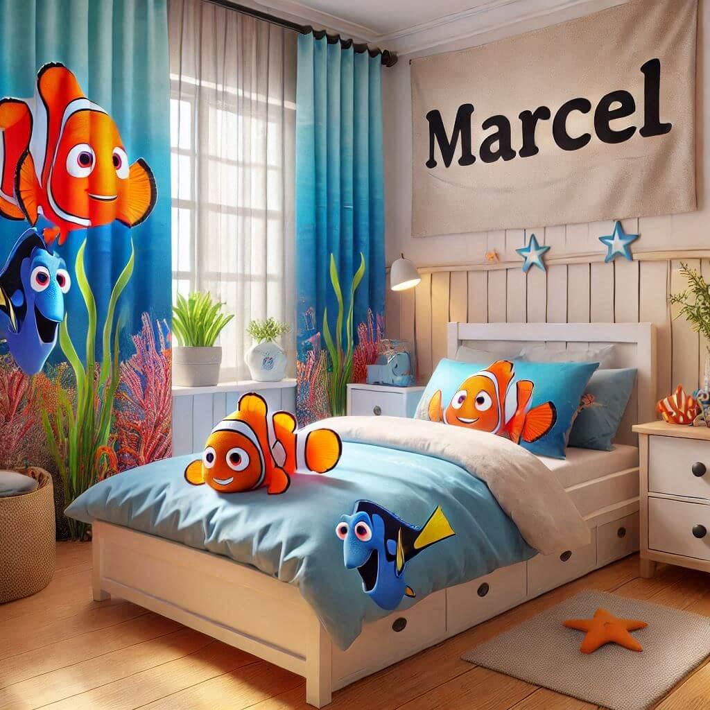 chambre enfant theme nemo, avec le prenom marcel