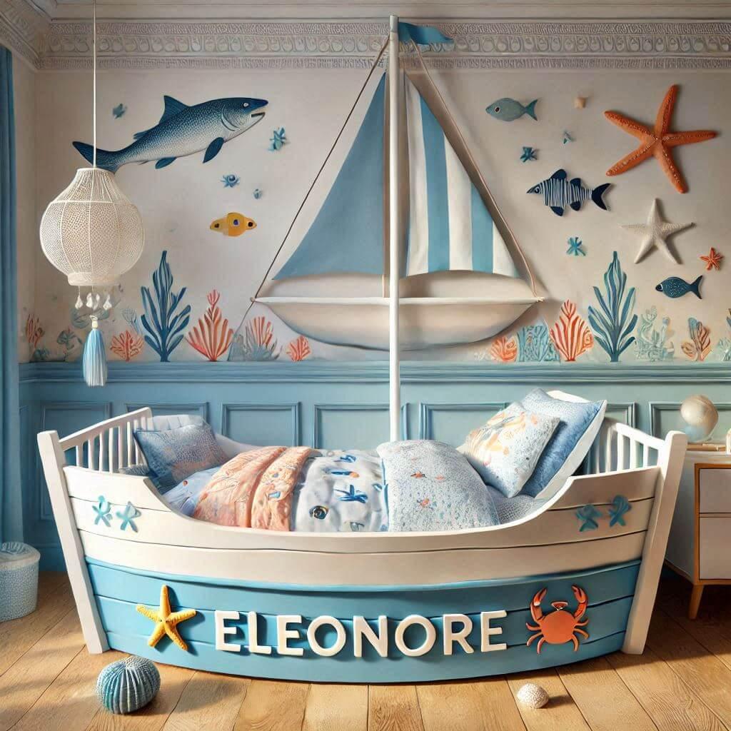 chambre enfant theme de la mer, prenom eleonore