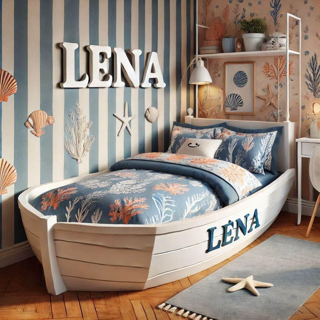 chambre enfant theme de la mer, prenom léna