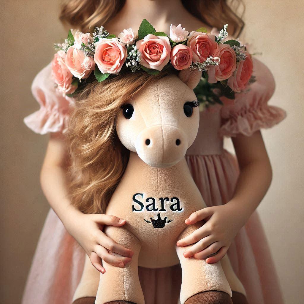 peluche cheval personnalisée avec le prenom sara