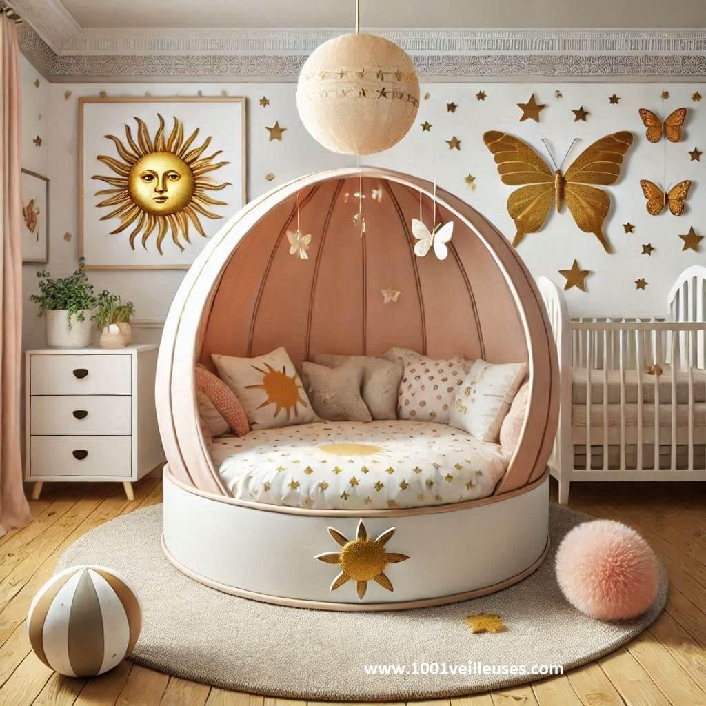 chambre petite fille avec lit rose, couleur rose pastel