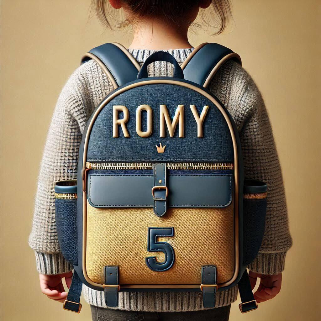 cartable personnalisé enfant avec le prénom Romy