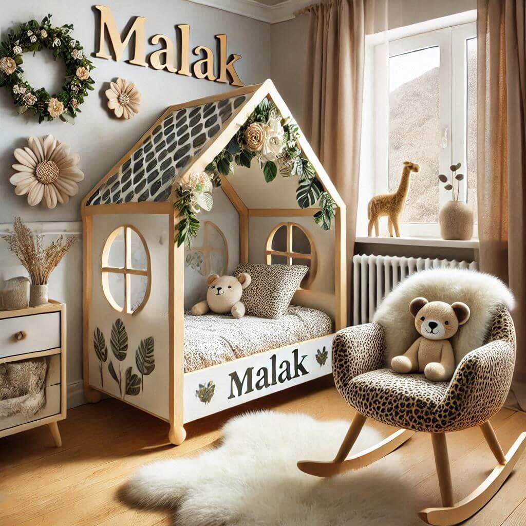 chambre enfant theme safari, prenom malak