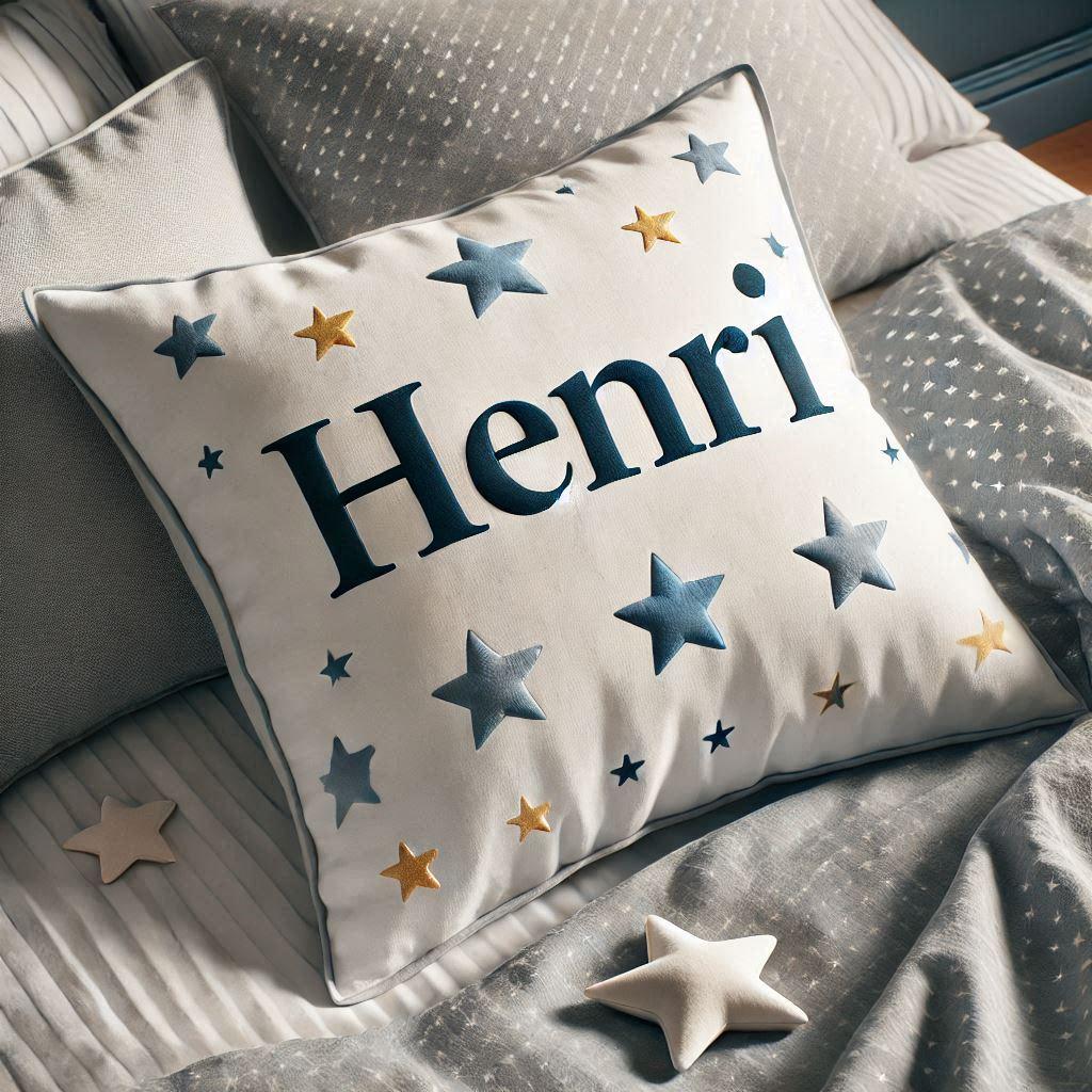 joli coussin personnalisé, avec le prénom henri