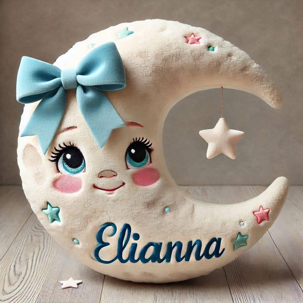 jolie peluche personnalisée lune avec le prénom Elianna