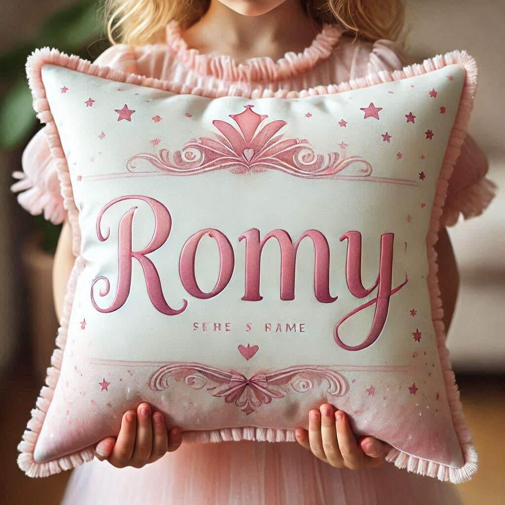 coussin personnalisé avec le prénom Romy