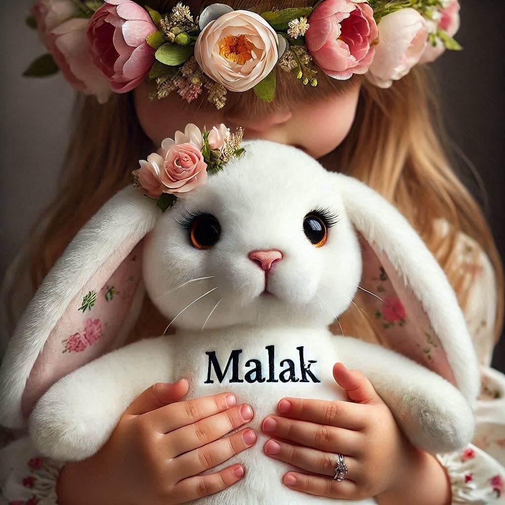 peluche lapin personnalisée avec le prenom malak