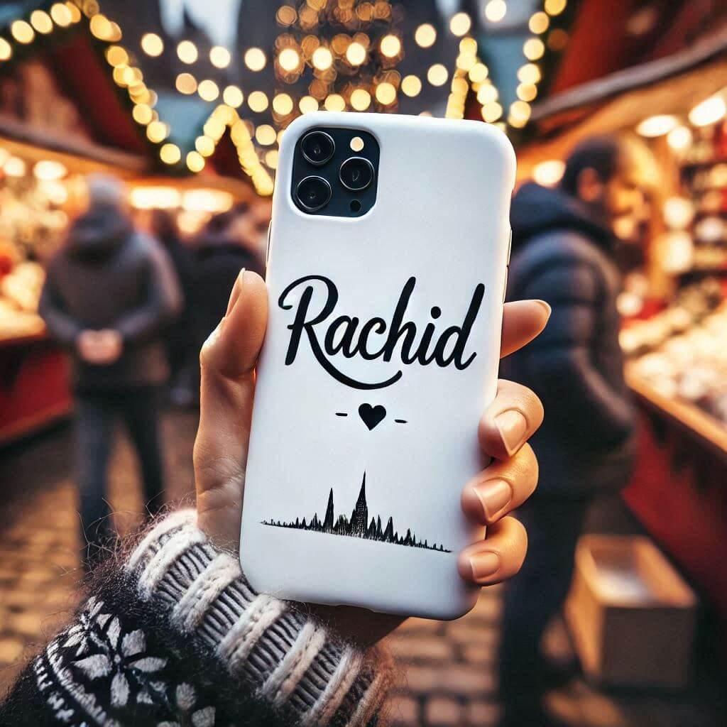 coque de telephone avec le prenom rachid dans les mains d une femme