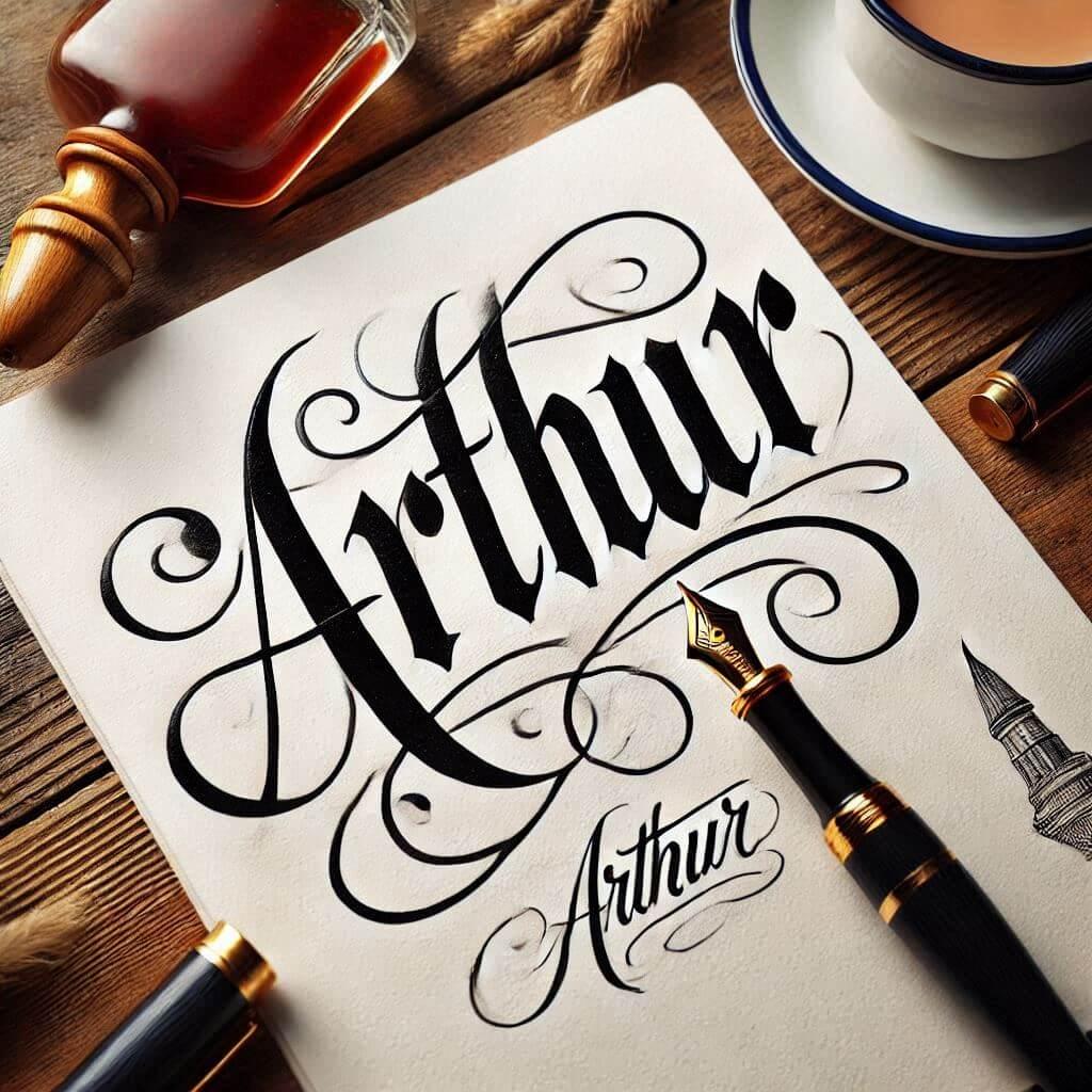 prenom arthur, ecrit joliment en calligraphie