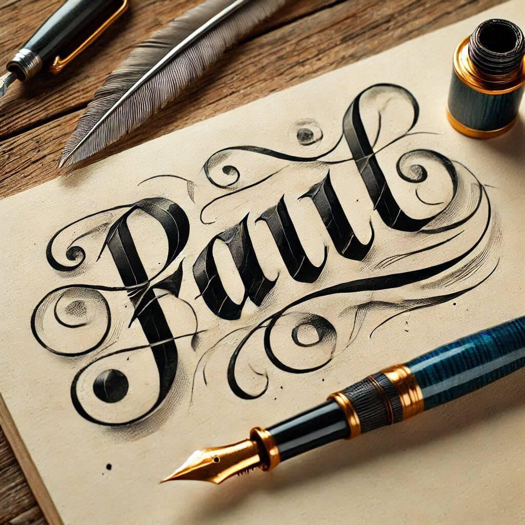 prenom Paul écrit joliment en calligraphie