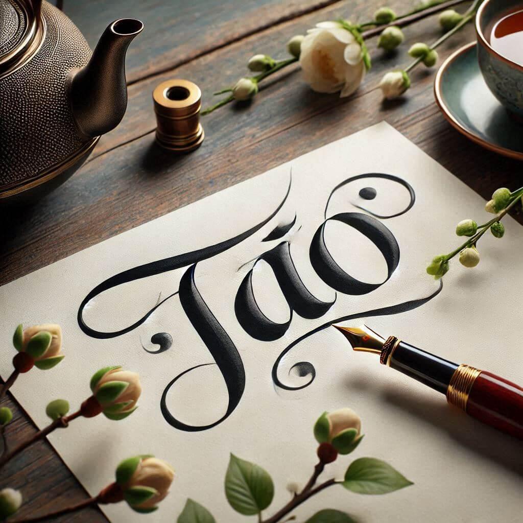 le prenom Tao ecrit joliment avec un stylo plume, style calligraphie