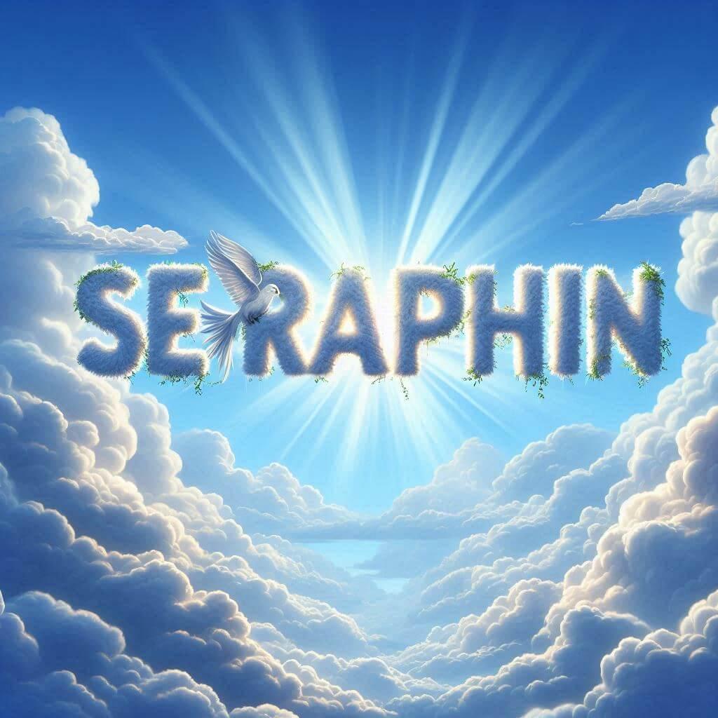 Seraphin ecrit dans le ciel avec les nuages