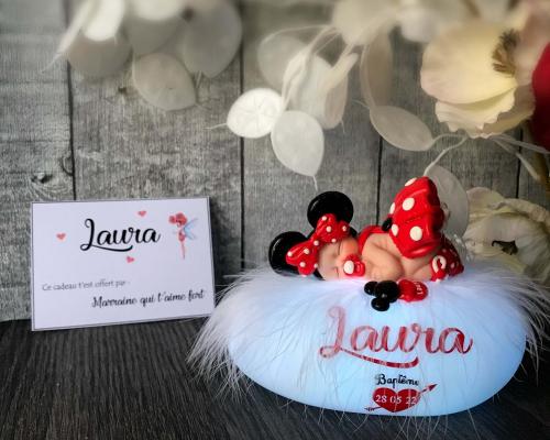 Bébé Minnie, la veilleuse Minnie faite main enfant cadeau naissance - 1001 Veilleuses