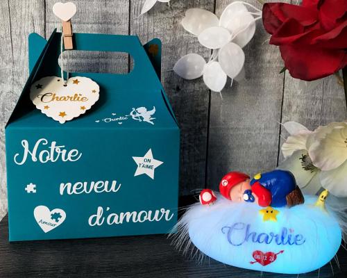 cadeau bebe personnalise - veilleuse doudou enfant - theme mario bros