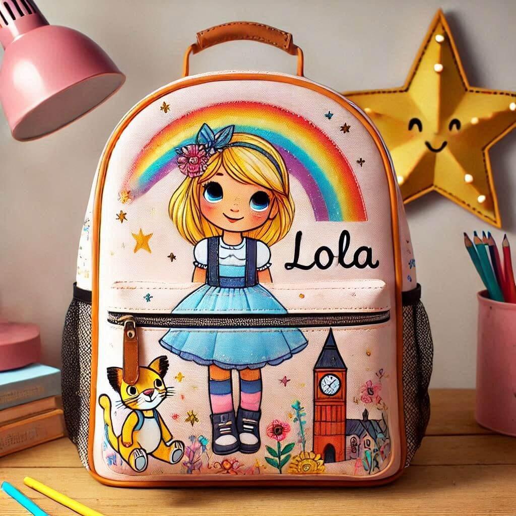 Un cartable d enfant personnalise avec le prenom lola