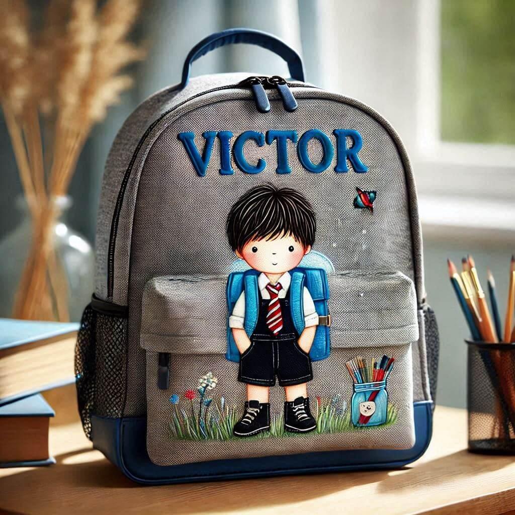 Un cartable d enfant personnalise avec le prenom victor