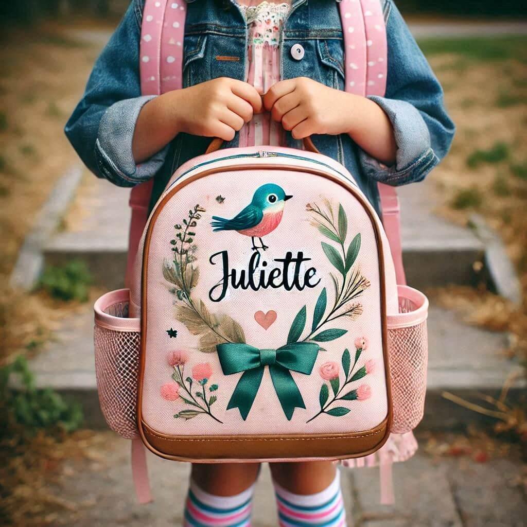 Un cartable denfant personnalise avec le prenom juliette