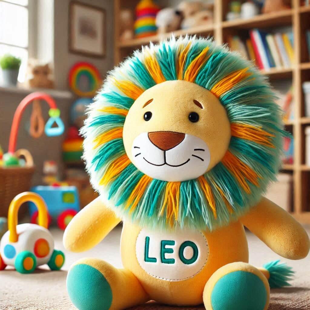 Un prenom leo sur une peluche denfant