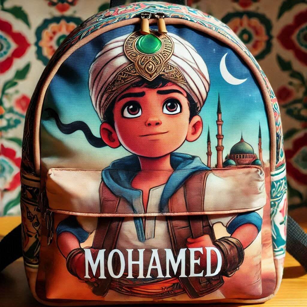 Un sac a dos d enfant personnalise avec le prenom mohamed