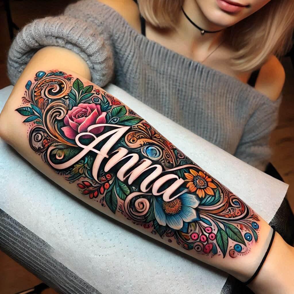 tatouage prénom anna