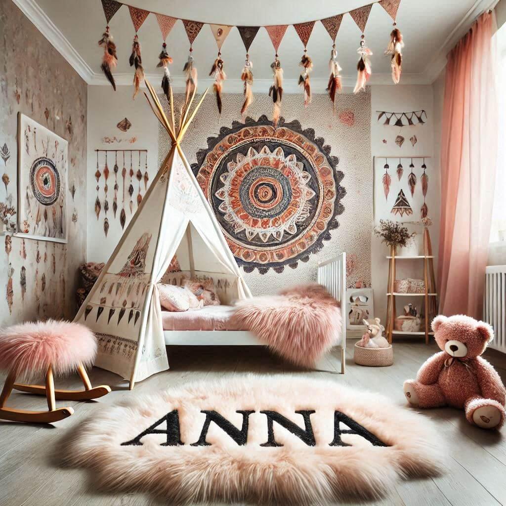 prénom anna, chambre bebe fille, decoration indien