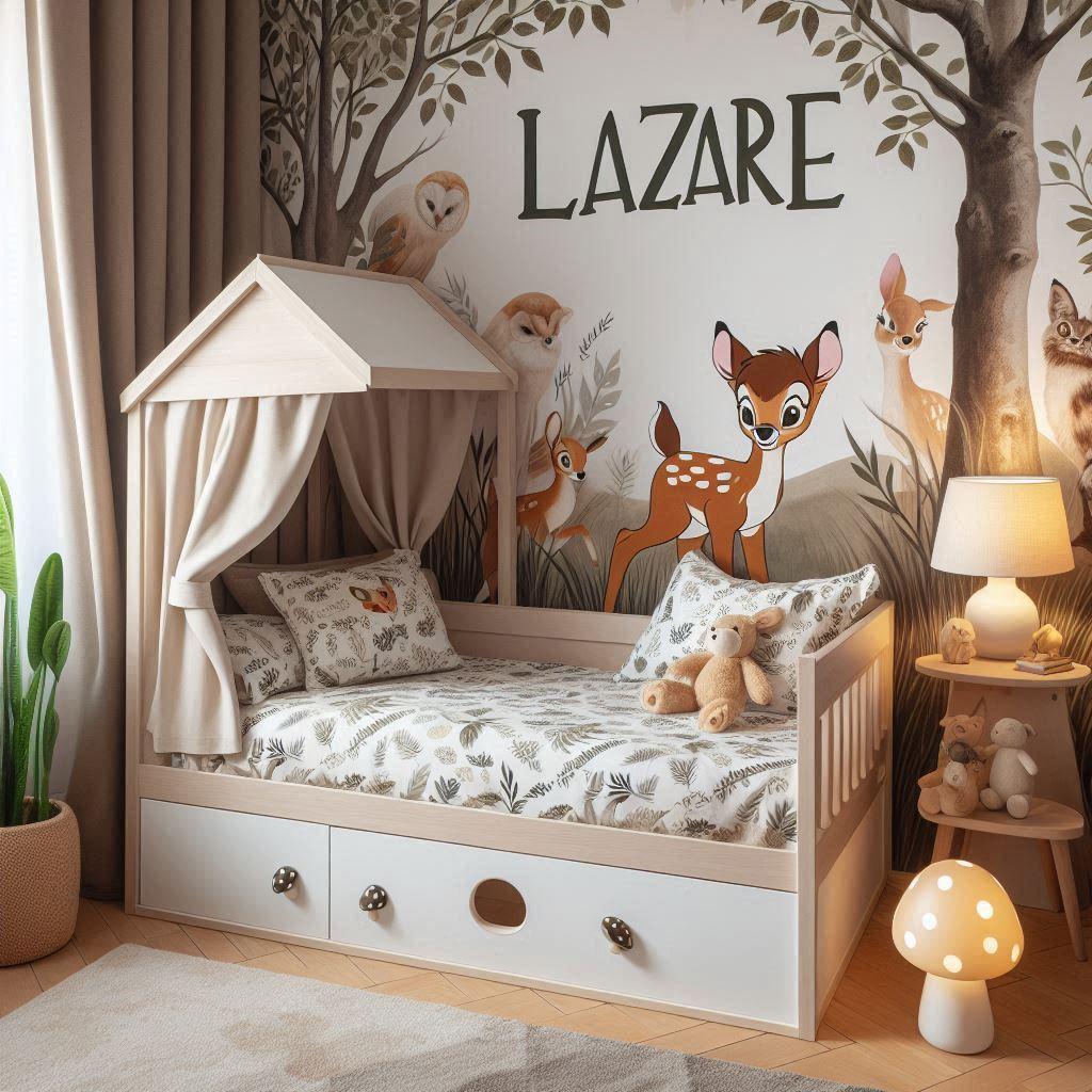 chambre enfant theme bambi, prenom lazare