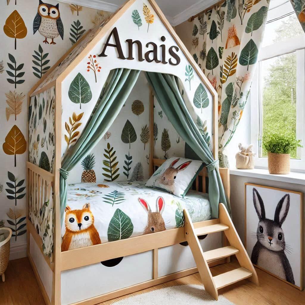 chambre theme foret, prenom anais