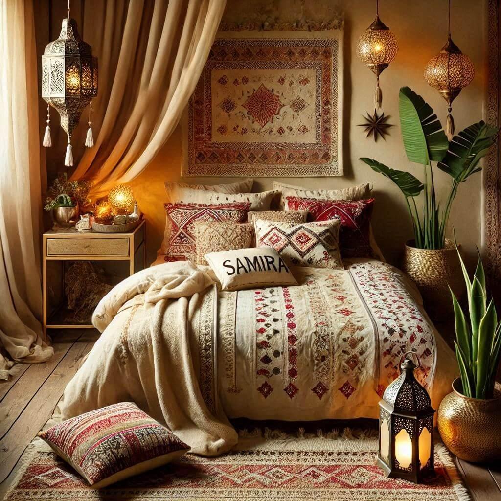 inspiration deco chambre orientale, prenom samira