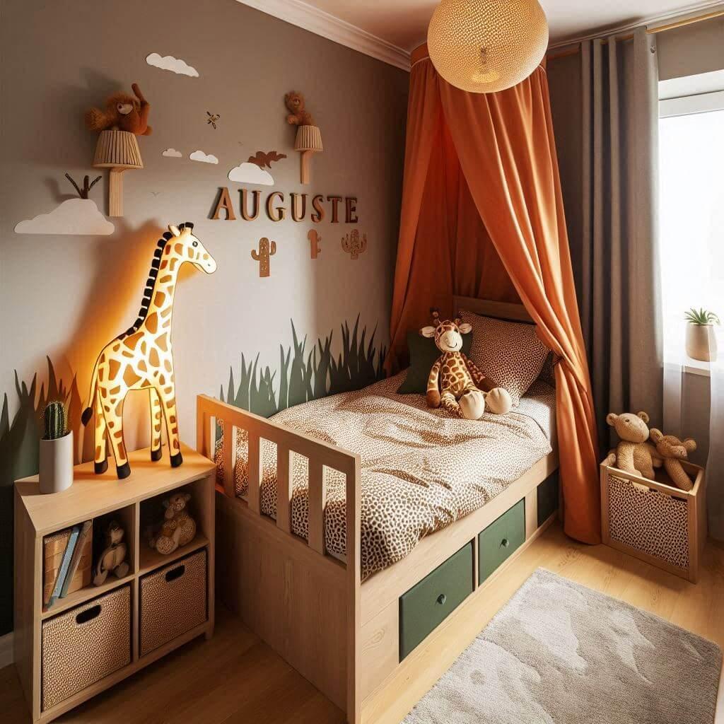 chambre enfant theme savane, prenom auguste