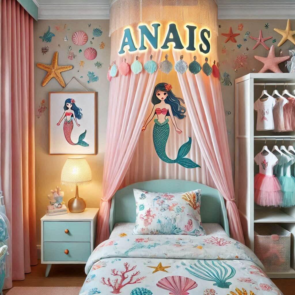 chambre theme sirene, prenom anais